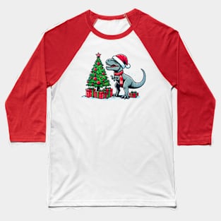 Christmas T-Rex Baseball T-Shirt